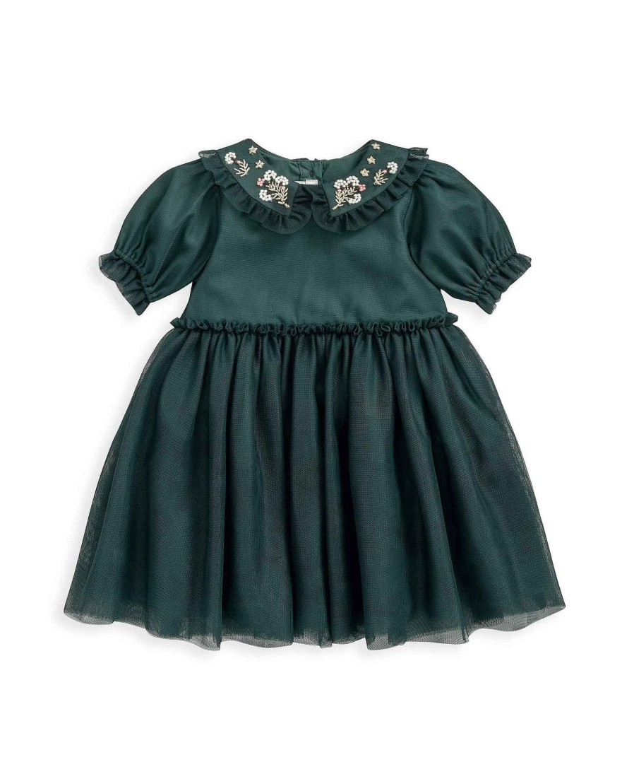 Clothing Mamas and Papas | Embroidered Mesh Dress - Green