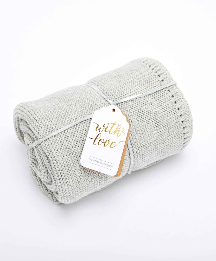 Nursery Little Green Sheep Neutral Baby Bedding | The Little Green Sheep Organic Knitted Cellular Baby Blanket In Dove