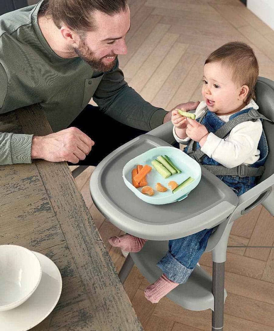 Feeding & Weaning Beaba Baby Weaning Essentials | Juice Highchair & Beaba Silicone Meal Set - Washed Grey/Eucalyptus