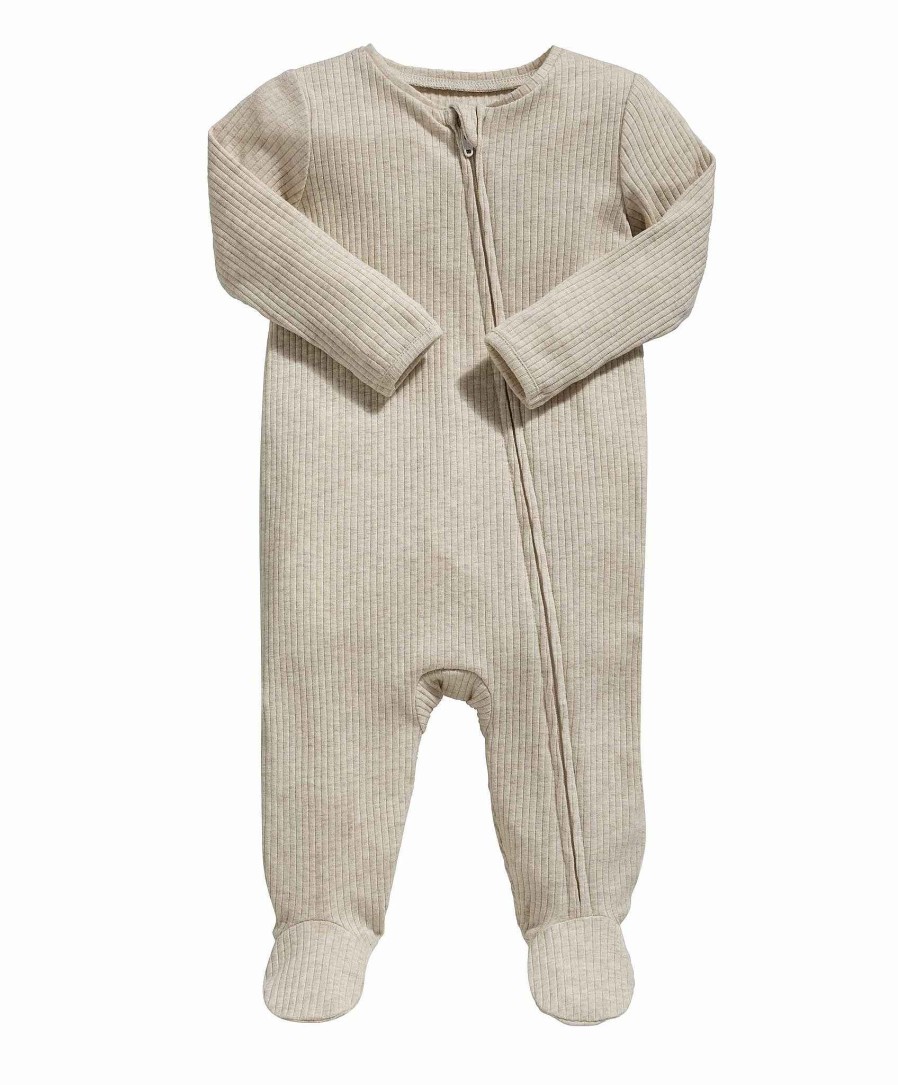 Toys & Gifts Mamas and Papas New Parent Gifts | Organic Cotton Ribbed Sleepsuit - Oatmeal