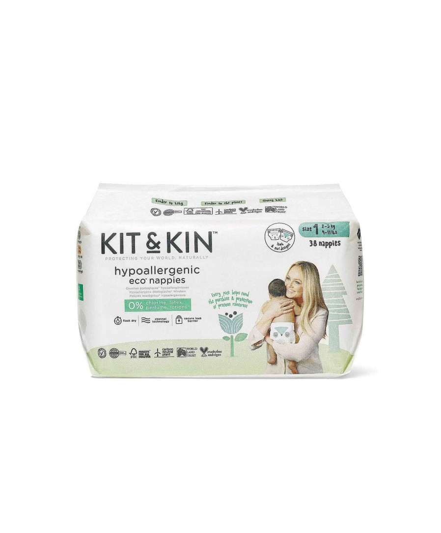 Toys & Gifts Kit and Kin Gift Sets & Baby Hampers | Kit & Kin Eco Nappies Essential Starter Pack - Size 1