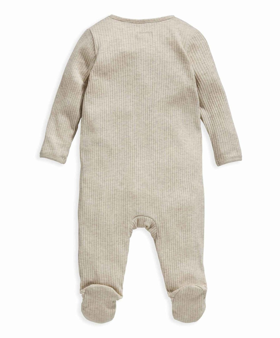 Clothing Mamas and Papas | Organic Cotton Ribbed Sleepsuit - Oatmeal