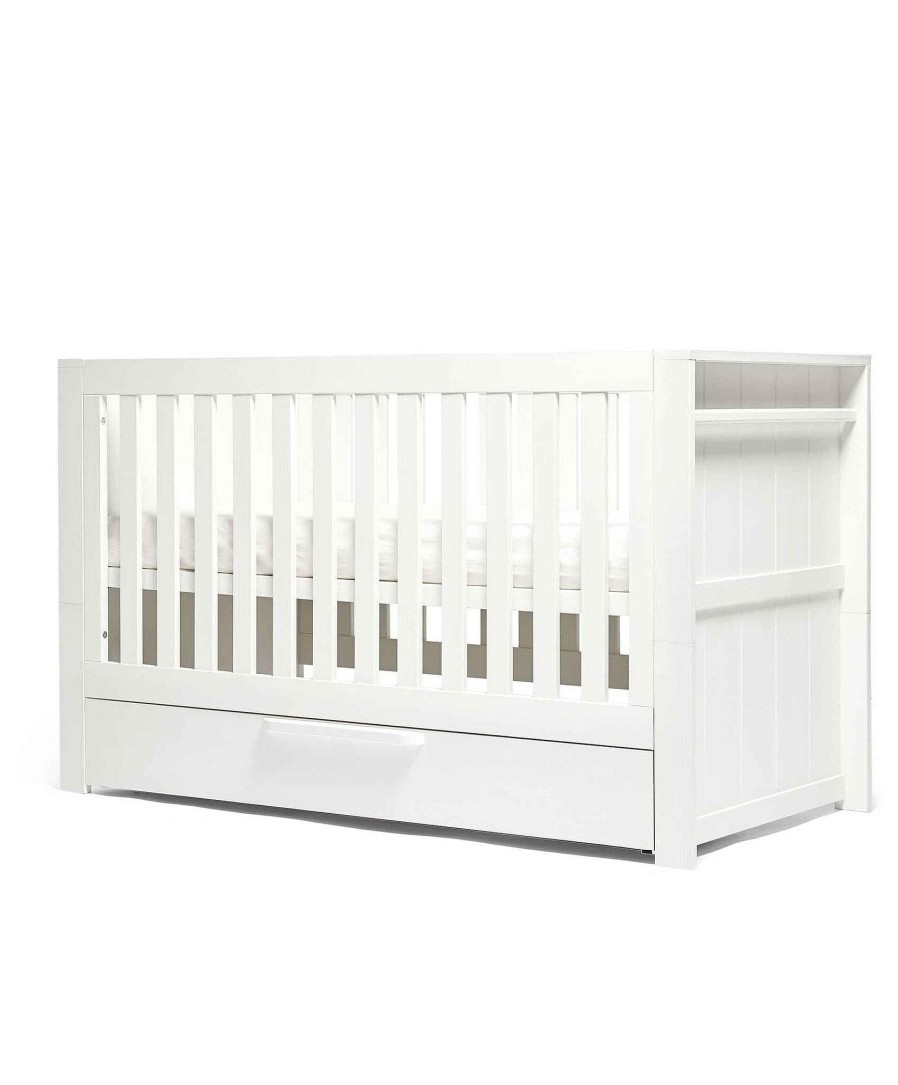 Furniture Mamas and Papas Baby Furniture Sets | Franklin Cotbed Set With Premium Pocket Spring Mattress White Wash