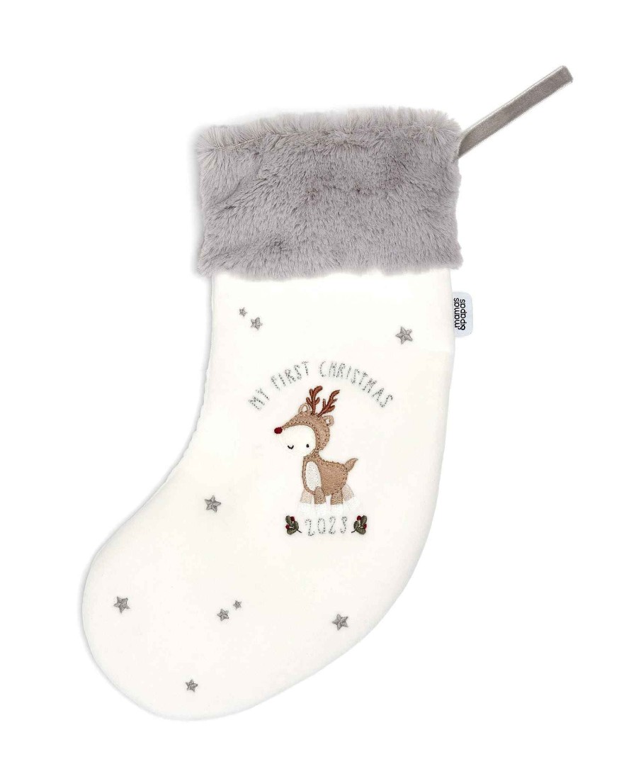 Christmas Mamas and Papas Christmas Decorations And Stockings | Babys First Christmas Stocking - White