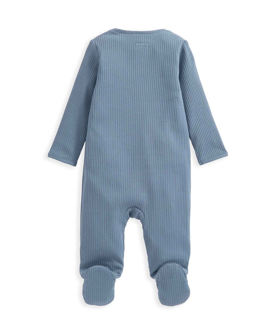 Clothing Mamas and Papas | Organic Cotton Ribbed Sleepsuit - Petrol Blue