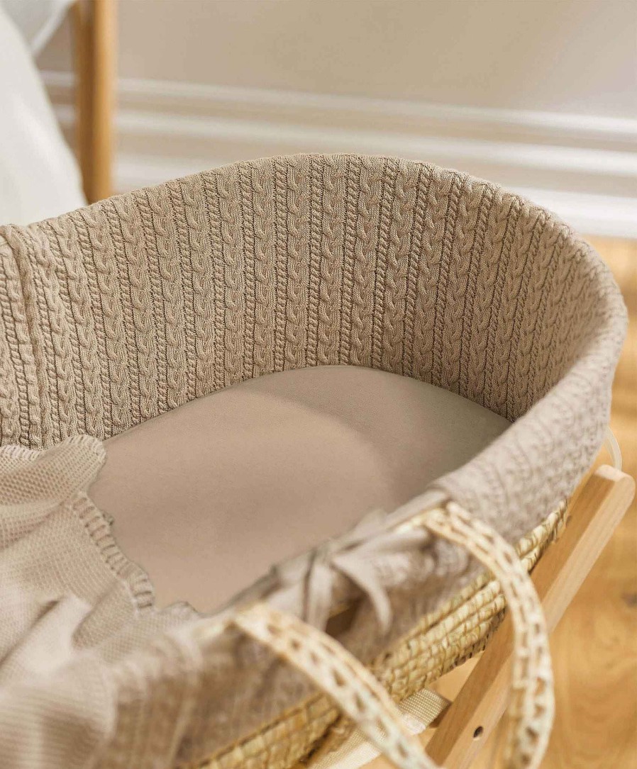 Toys & Gifts Little Green Sheep Baby Shower Gifts | Little Green Sheep Organic Knitted Moses Basket & Mattress - Truffle