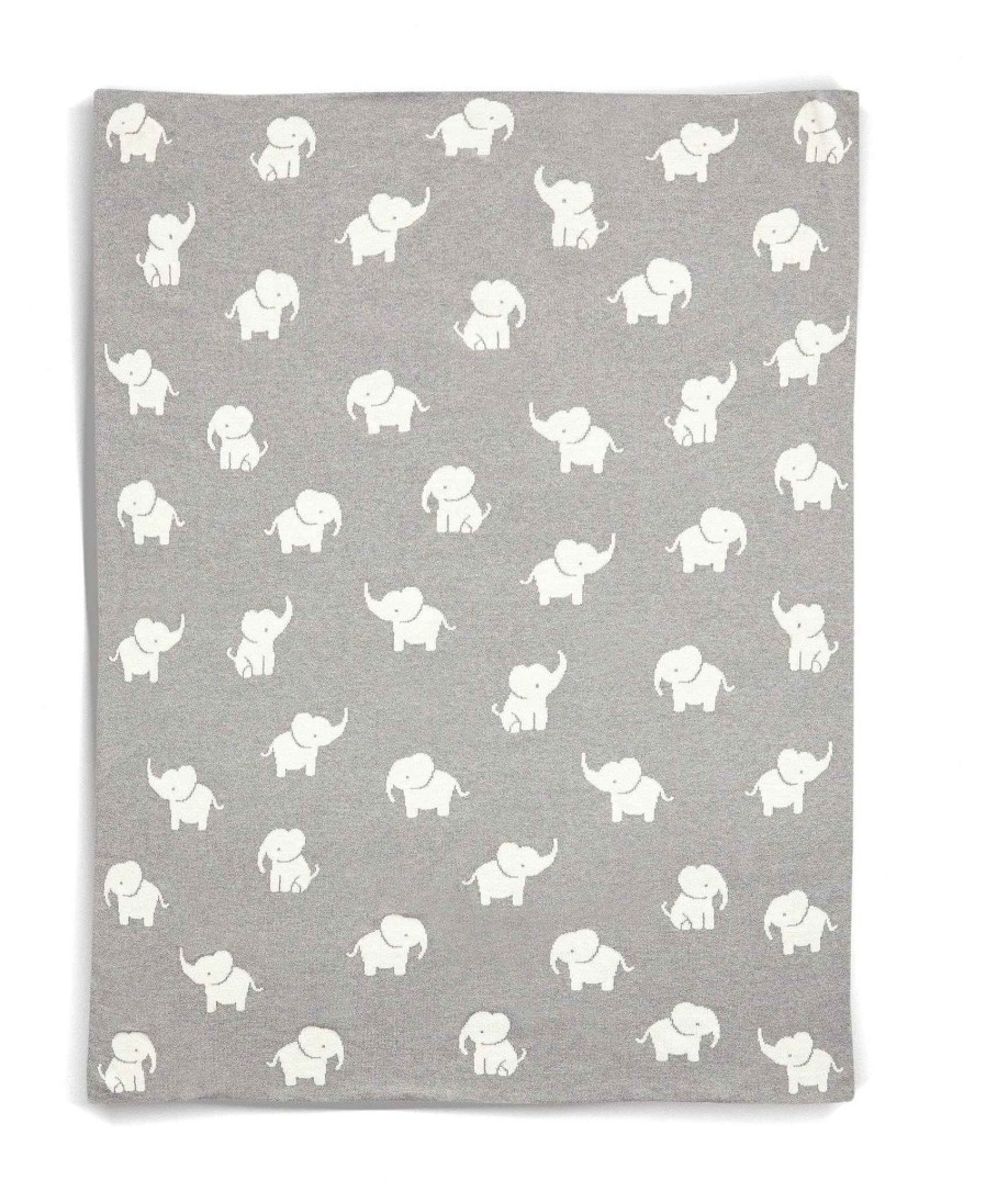 Christmas Mamas and Papas Christmas Gifting | Welcome To The World Knitted Elephant Blanket - Grey