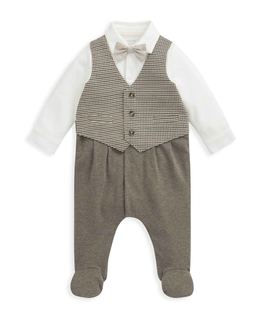 Clothing Mamas and Papas | All In One Check Waistcoat - Oatmeal