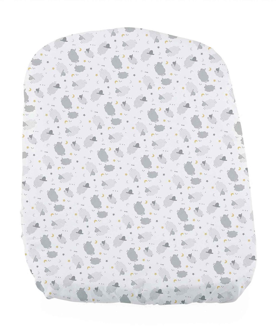 Nursery Chicco Cot Bedding | Chicco Baby Hug 4-In-1 Fitted Sheets - White (Grey Sheep Print)