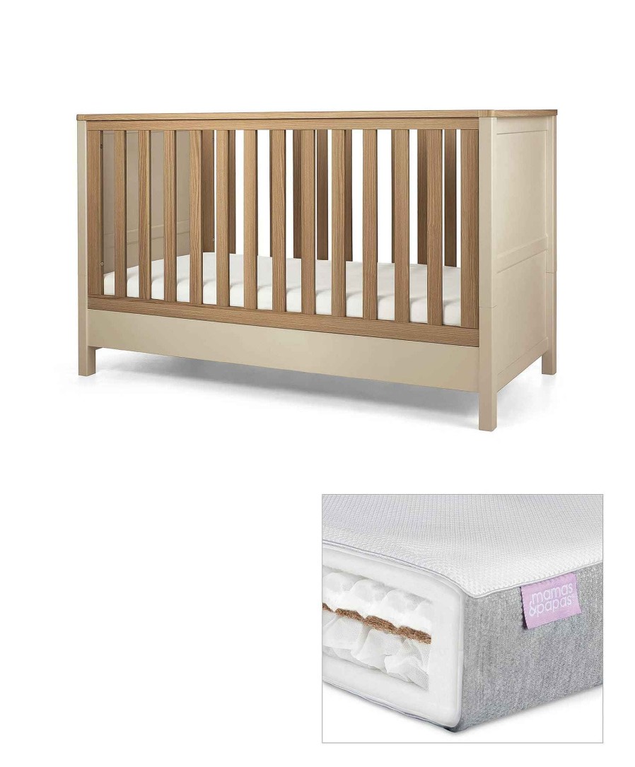 Furniture Mamas and Papas Baby Furniture Sets | Harwell Cotbed & Luxury Twin Spring Mattress Bundle - Cashmere