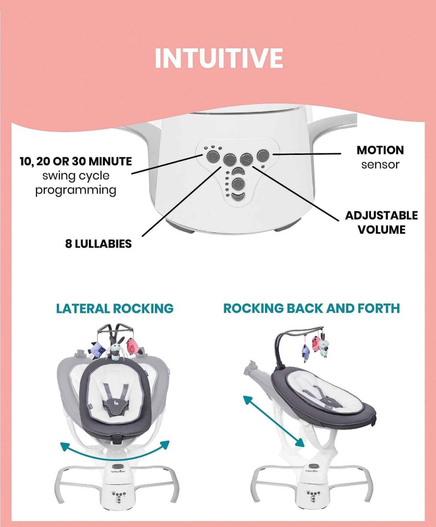 Toys & Gifts Babymoov Laura Ashley | Babymoov Swoon Motion 360° Baby Swing Grey & White