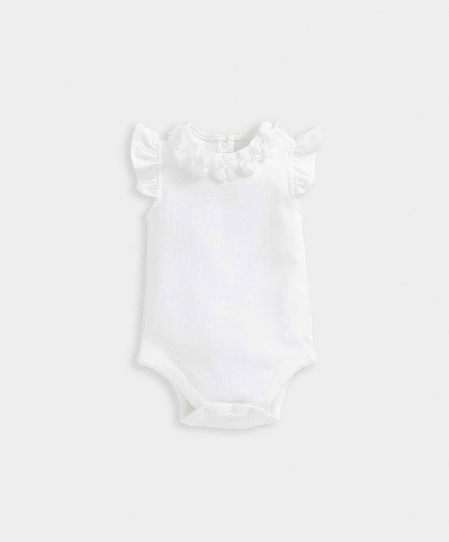 Clothing Mamas and Papas | White Floral Collar Bodysuit