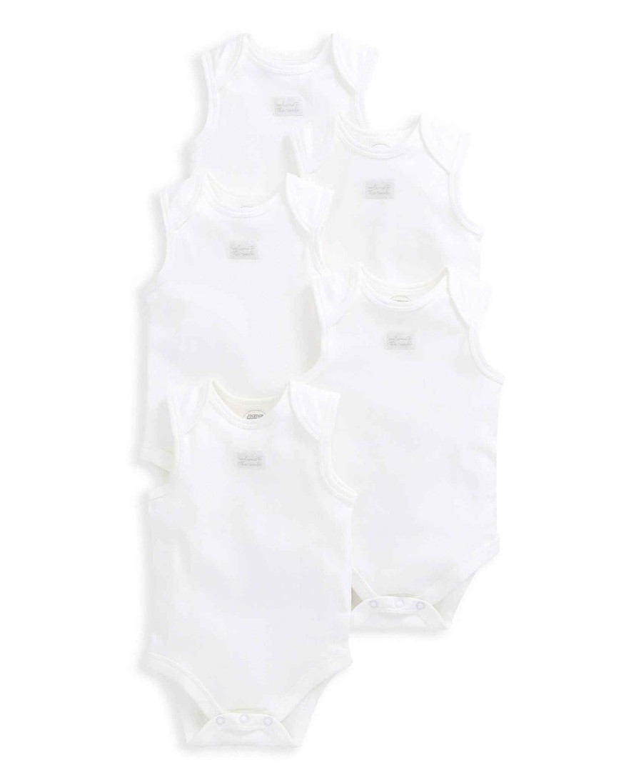 Toys & Gifts Mamas and Papas Baby Shower Gifts | Organic Sleeveless Bodysuits (5 Pack) - White