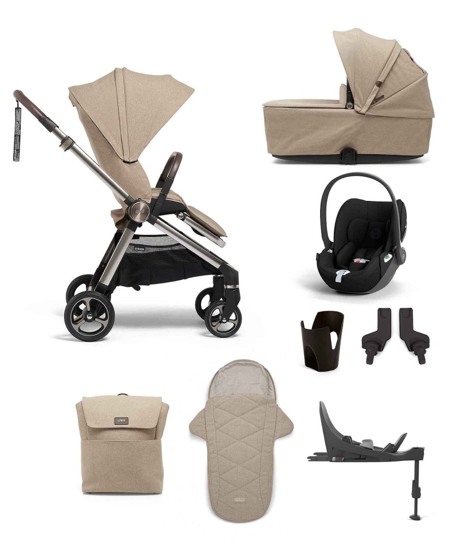 Pushchairs Mamas and Papas Mamas & Papas Strada | Strada Pushchair Bundle With Cloud T Car Seat & Base (8 Pieces) Pebble