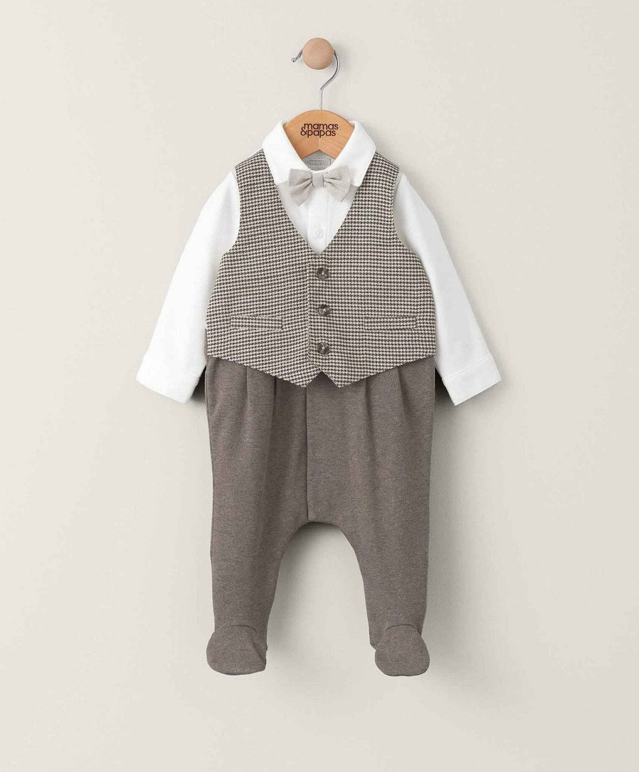 Clothing Mamas and Papas | All In One Check Waistcoat - Oatmeal