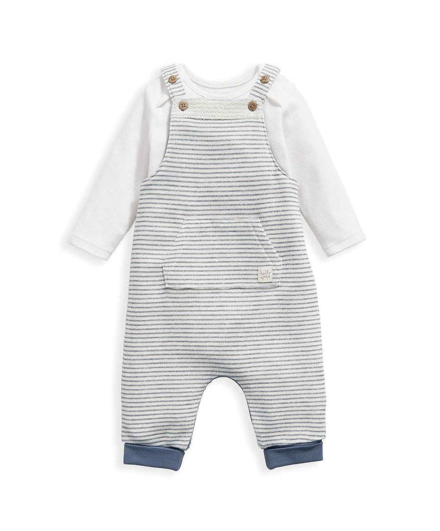 Clothing Mamas and Papas | Stripe Jersey Dungarees And Bodysuit - 2 Piece Set