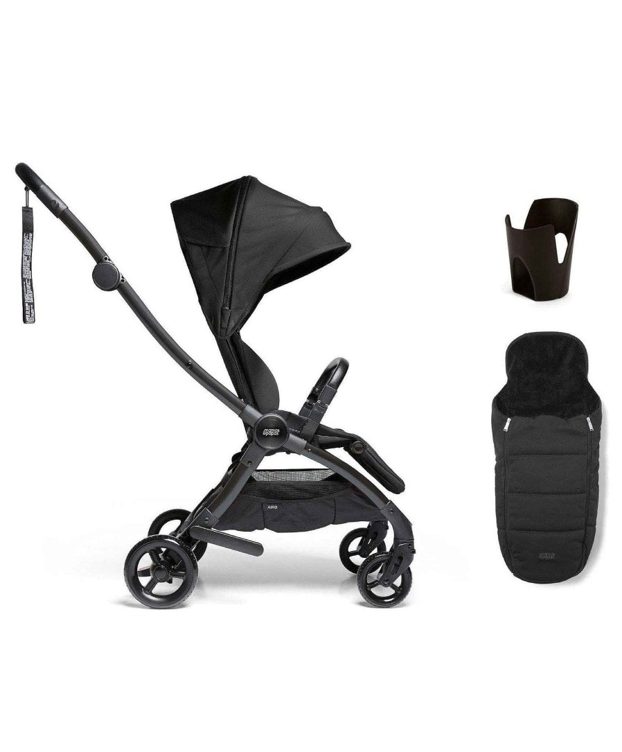 Pushchairs Mamas and Papas Travel Strollers | Airo Pushchair Starter Bundle (3 Pieces) Black