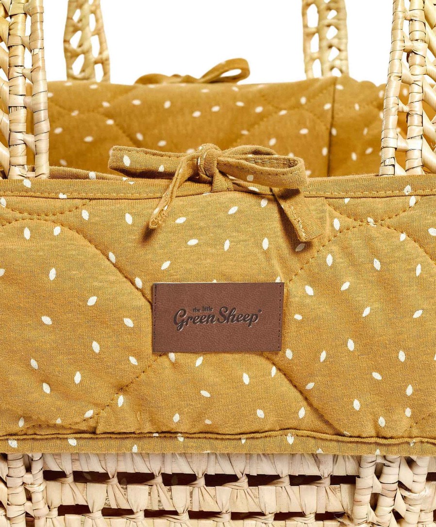 Toys & Gifts Little Green Sheep Baby Shower Gifts | Little Green Sheep Quilted Moses Basket - Honey Rice Print