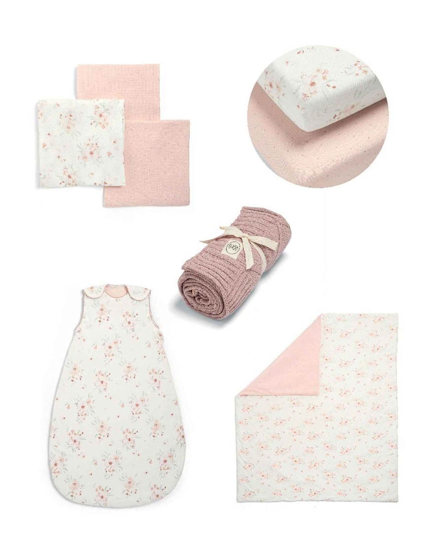 Nursery Mamas and Papas Cot Bedding | Floral Essentials 5 Piece Interior Bundle - Pink