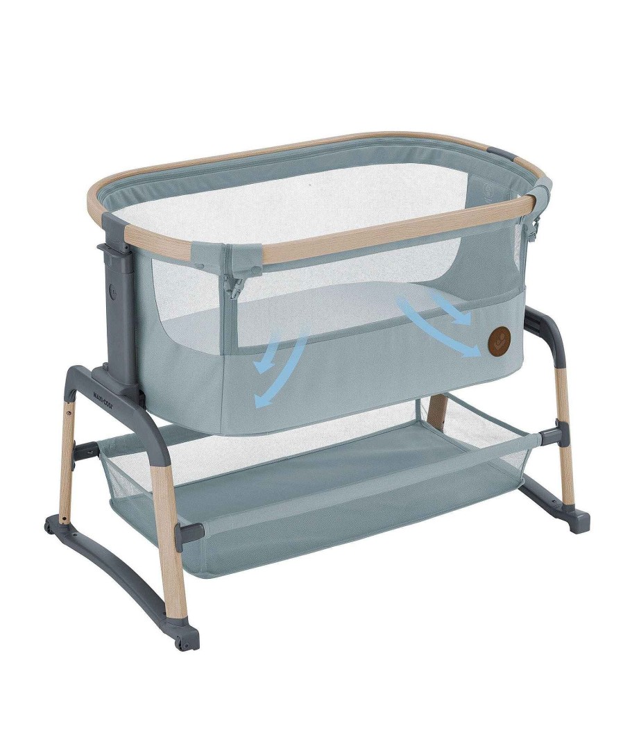 Furniture Maxi Cosi Grey Nursery Furniture | Maxi-Cosi Iora Air Bedside Crib - Beyond Grey