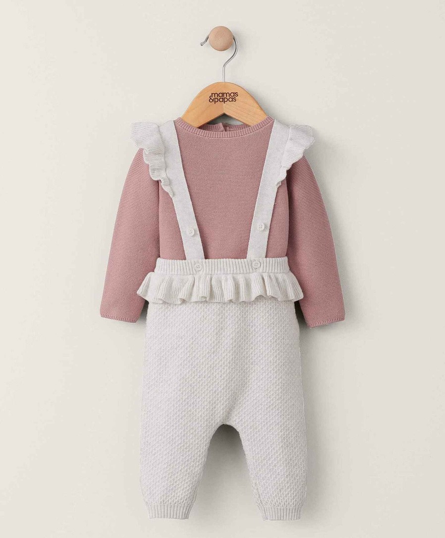 Clothing Mamas and Papas | Frilled Knitted Dungaree Set (2 Piece)