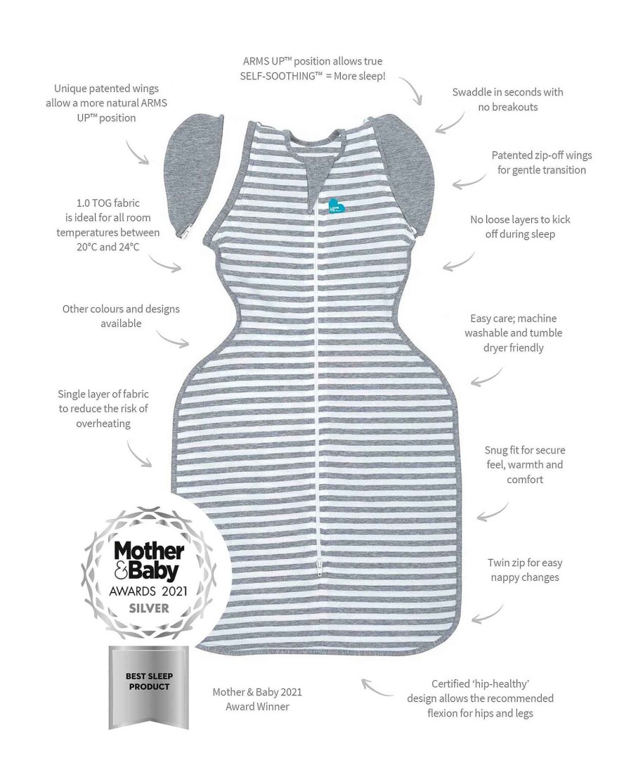 Clothing Love to Dream | Love To Dream Swaddle Up™ Transition Bag Cotton Original Grey - Medium