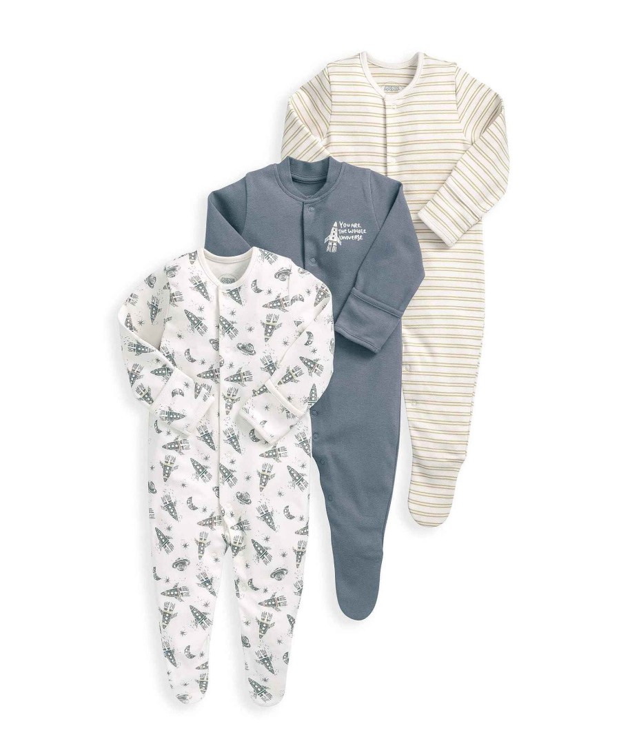 Clothing Mamas and Papas | Universe Sleepsuits (3 Pack) - Blue