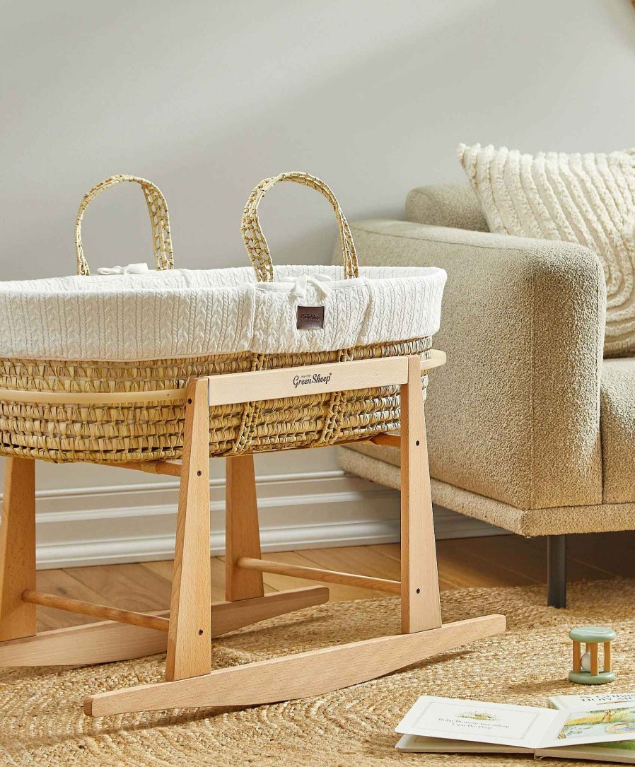 Nursery Little Green Sheep Moses Baskets | Little Green Sheep Knitted Moses Basket - White