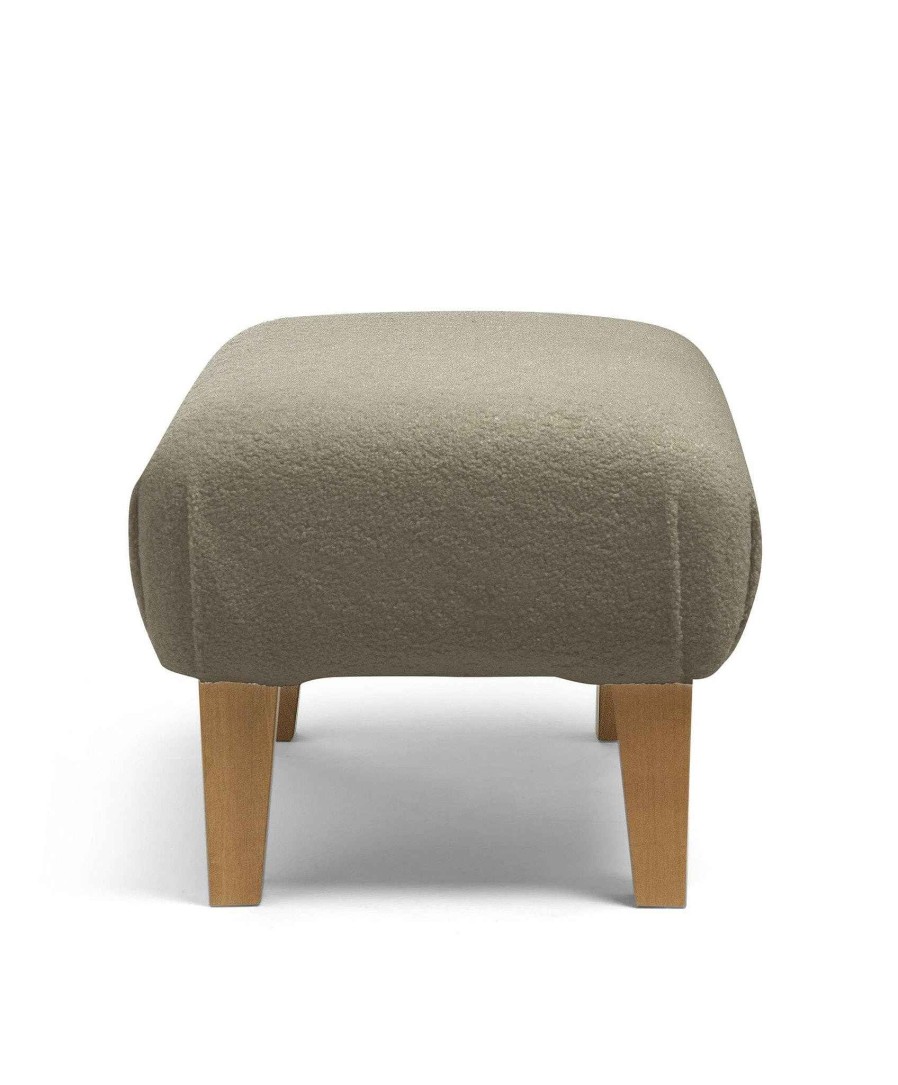 Furniture Mamas and Papas Nursing & Feeding Chairs | Hilston/Bowden Stool - Mink Boucle & Mid-Oak