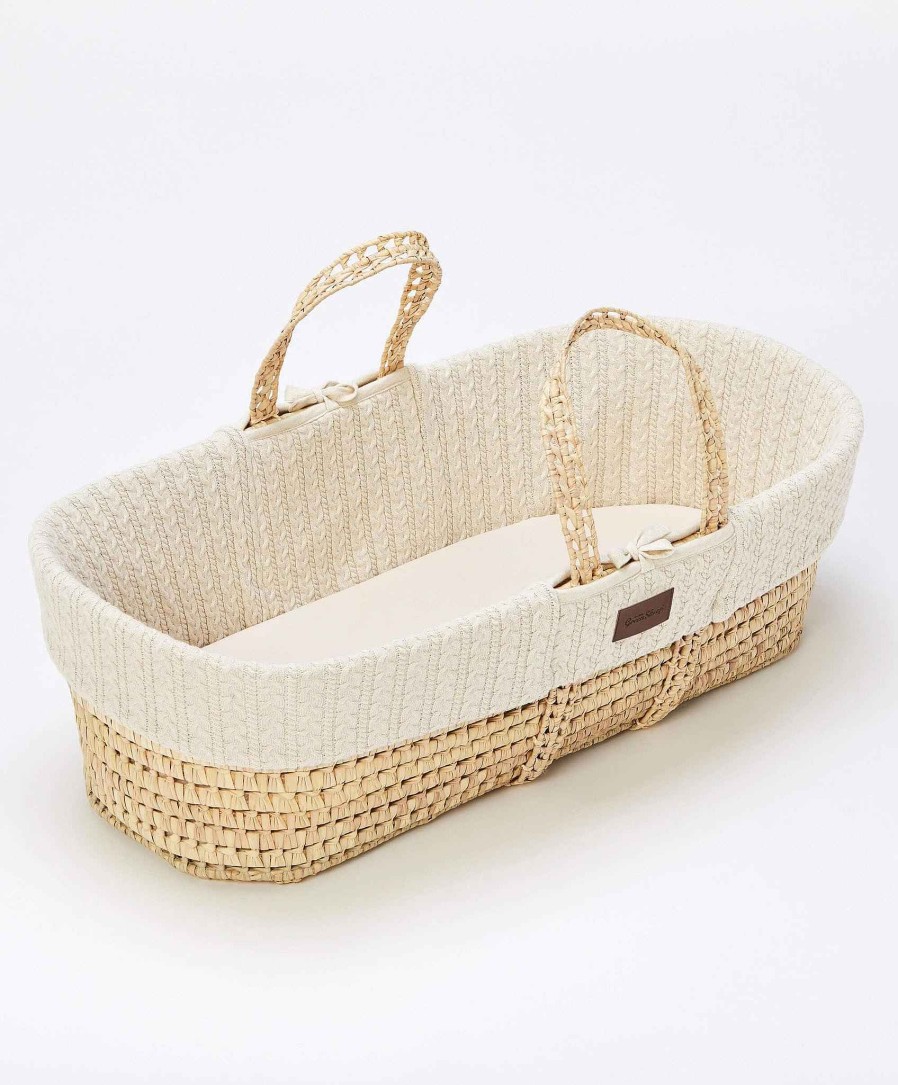 Toys & Gifts Little Green Sheep Baby Shower Gifts | Little Green Sheep Knitted Moses Basket - Linen